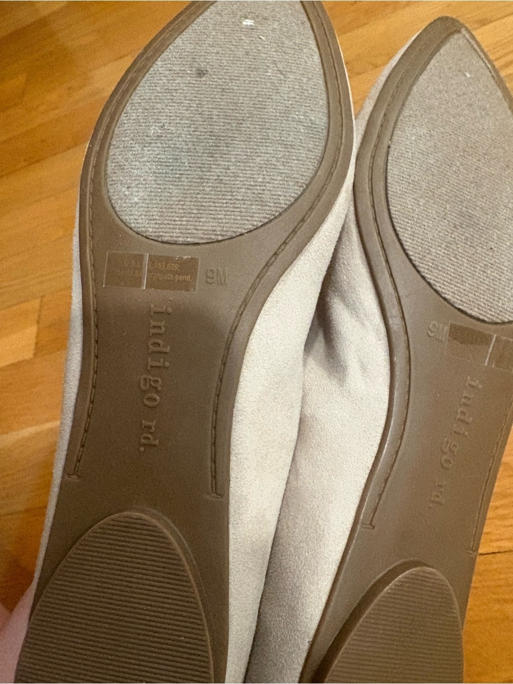 Indigo Light Beige Suede Pointed-Toe Flats - Picture 3 of 3